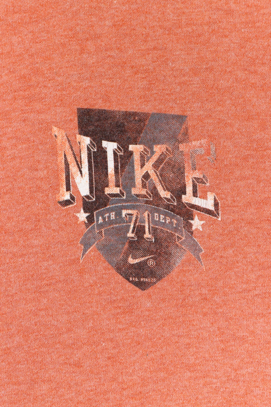 NIKE Athletic Shield Logo Orange T-Shirt (XXL) - Vintage Sole Melbourne