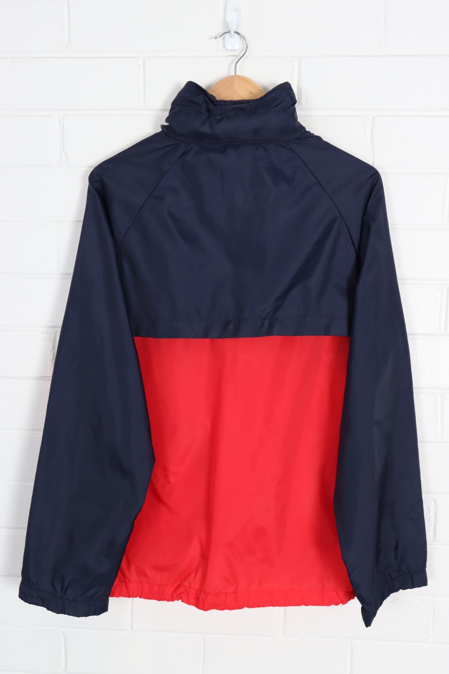 ADIDAS Colourblock Navy Grey & Red 1/4 Zip Thin Popover Jacket (XL) - Vintage Sole Melbourne