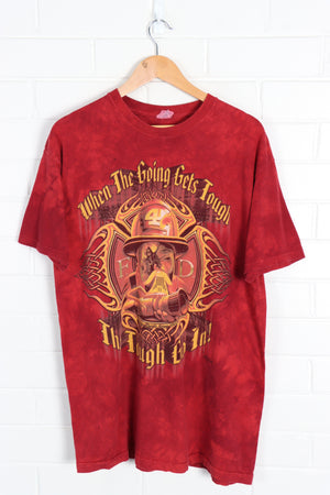THE MOUNTAIN Firefighter 'The Tough Go In' Red Tie-Dye Tee (L)
