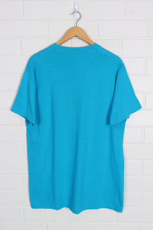 Blue Dallas Zoo Flamingos & Flowers Bright Colour Art Destination Tee (L) - Vintage Sole Melbourne