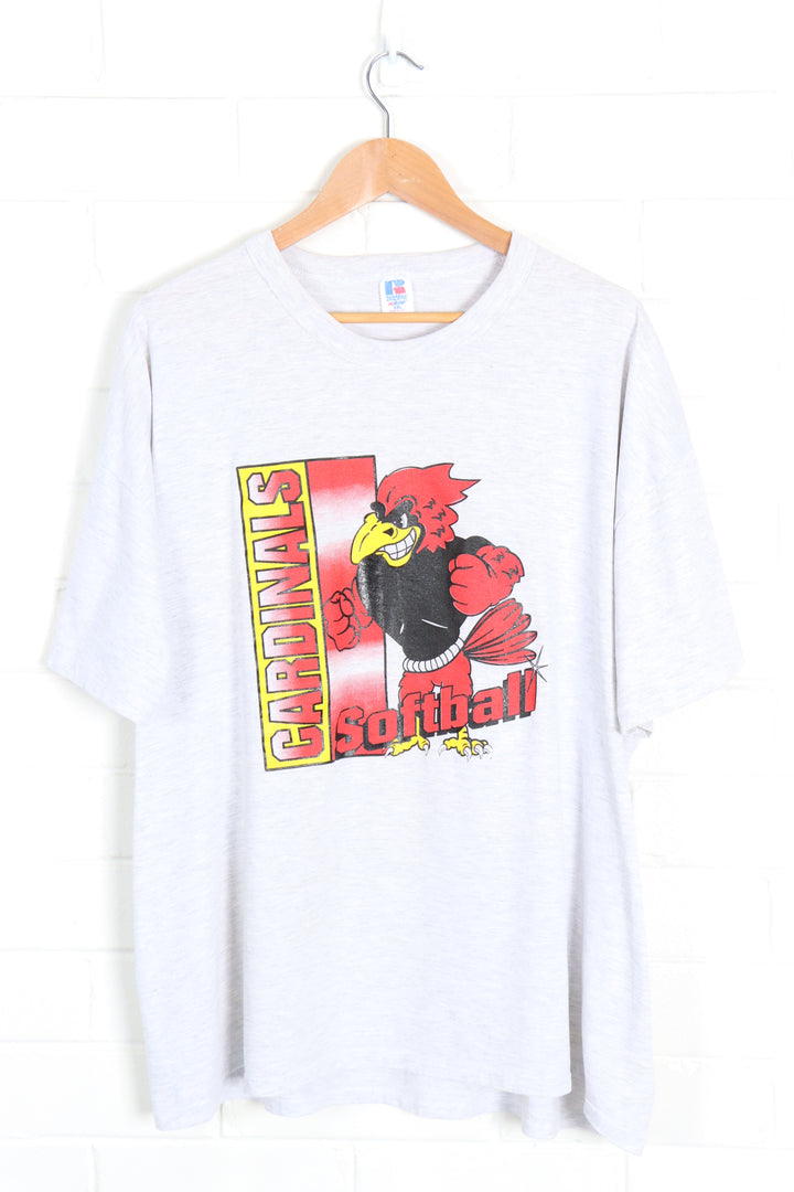 RUSSELL Red & Yellow Cardinals Softball Graphic Tee (XXXL)