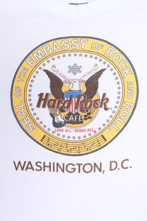 HARD ROCK CAFE Rock & Roll Embassy Seal Single Stitch Tee USA Made (M) - Vintage Sole Melbourne