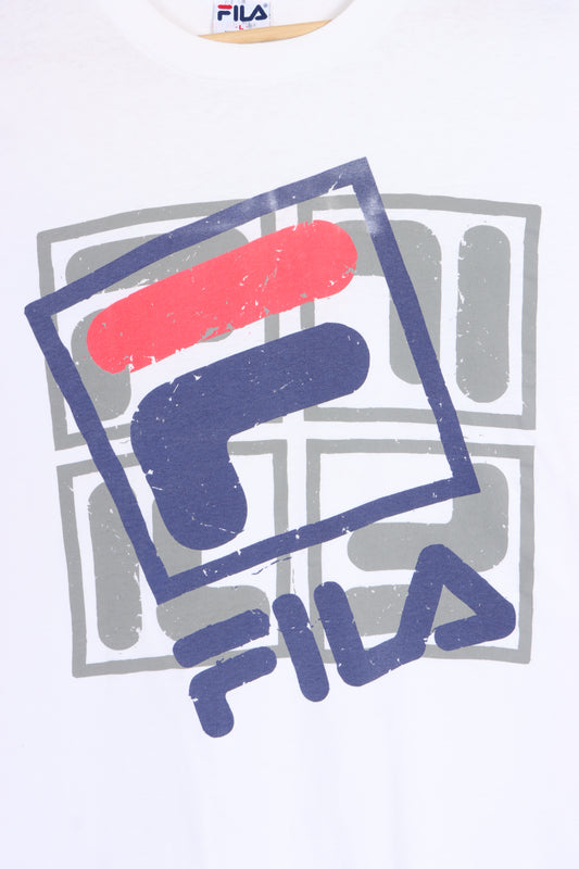 FILA Stamped Logo Single Stitch Tee USA Made (L) - Vintage Sole Melbourne