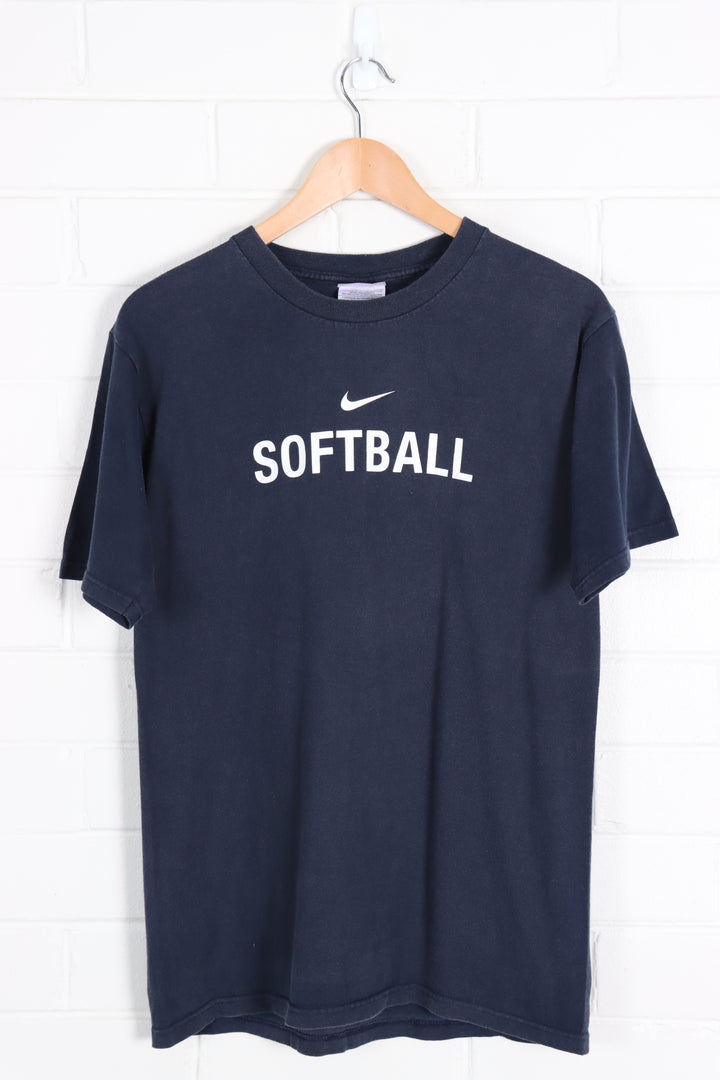 NIKE Centre Swoosh Navy Softball Tee (S) - Vintage Sole Melbourne