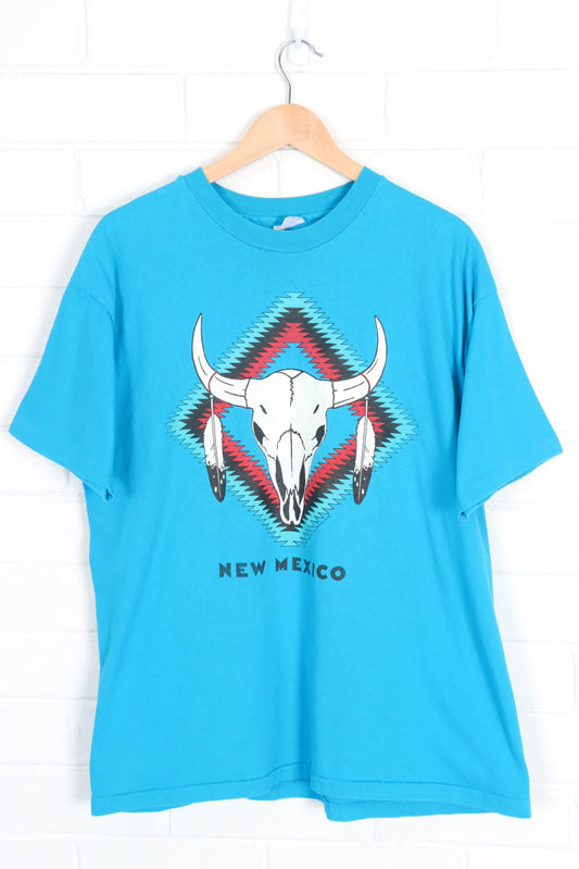 1989 Vintage New Mexico Aztec Skull & Feather Print Tee (XL) - Vintage Sole Melbourne