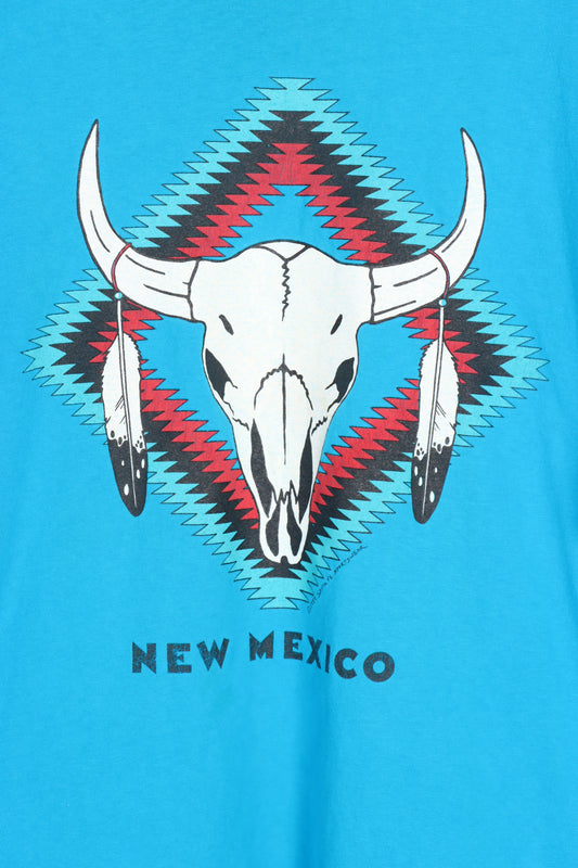 1989 Vintage New Mexico Aztec Skull & Feather Print Tee (XL) - Vintage Sole Melbourne