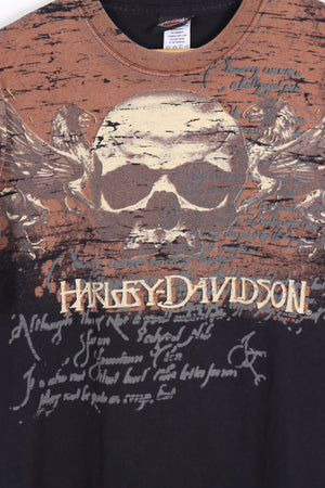 HARLEY DAVIDSON 'Live to Ride' All Over Skull Print Tee (L)