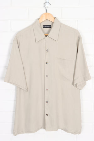BARACUTA Khaki Short Sleeve Silk Shirt (L-XL) - Vintage Sole Melbourne