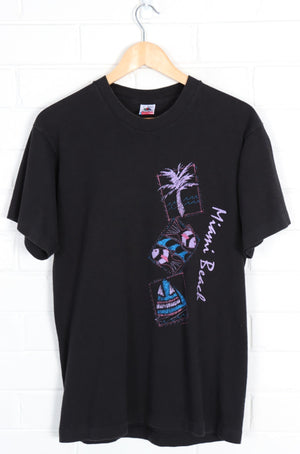 Miami Beach Colourful Sailboat & Palms Trees T-Shirt USA Made (M-L)