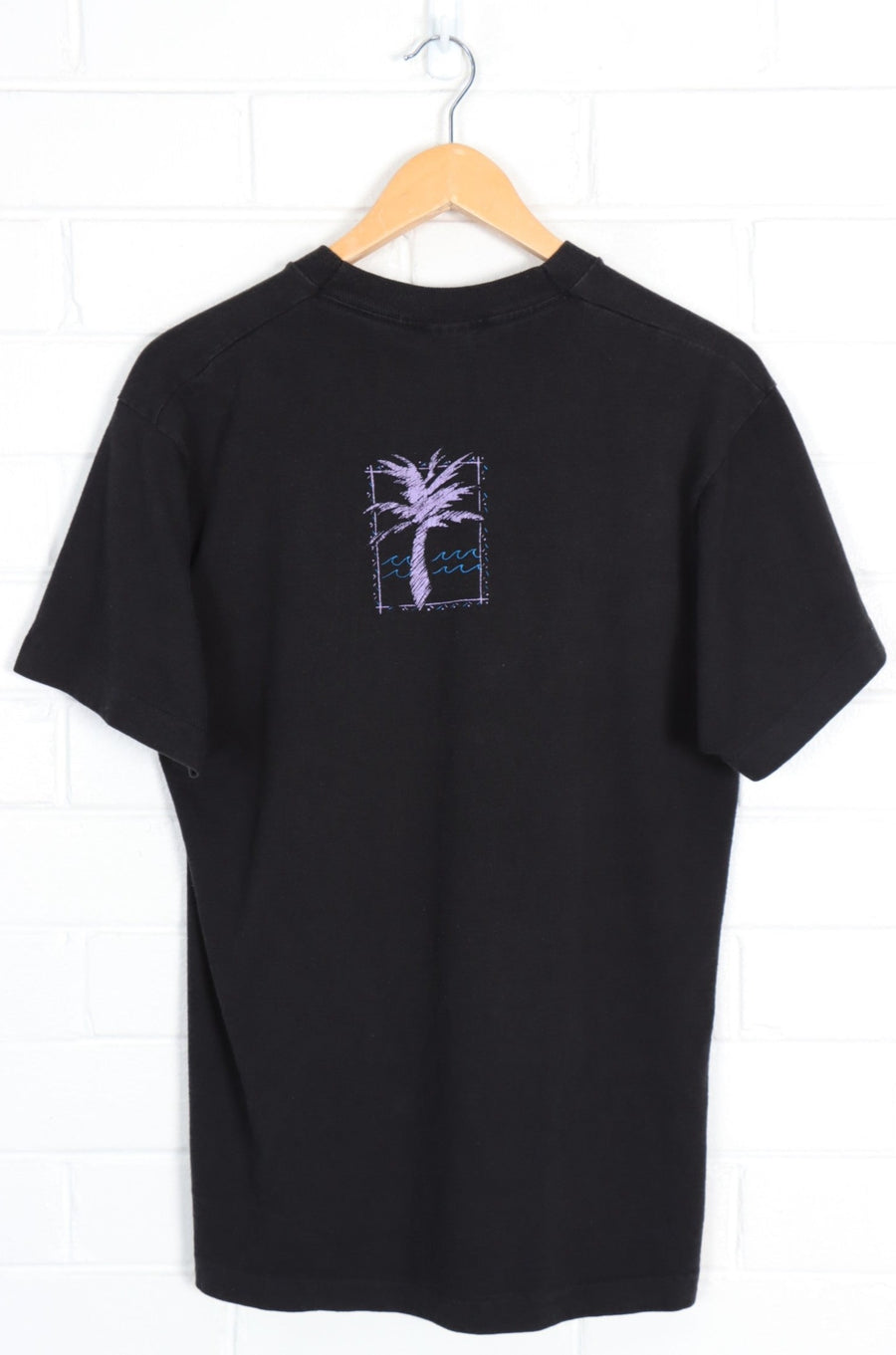 Miami Beach Colourful Sailboat & Palms Trees T-Shirt USA Made (M-L)