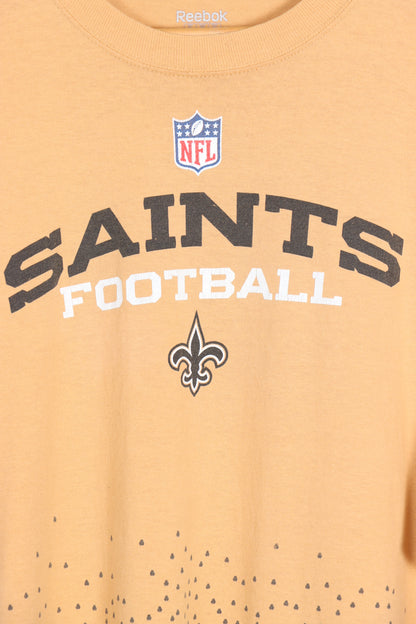 REEBOK NFL Saints Football All Over Football Spell Out Tee (XXL) - Vintage Sole Melbourne
