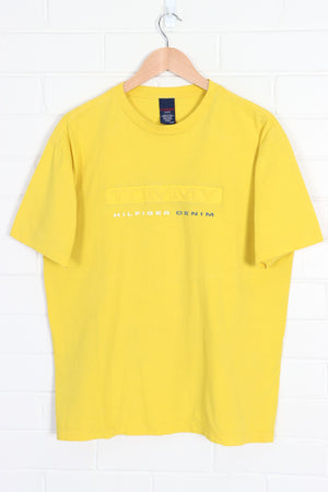 TOMMY HILFIGER JEANS Embossed Logo Yellow T-Shirt (L) - Vintage Sole Melbourne