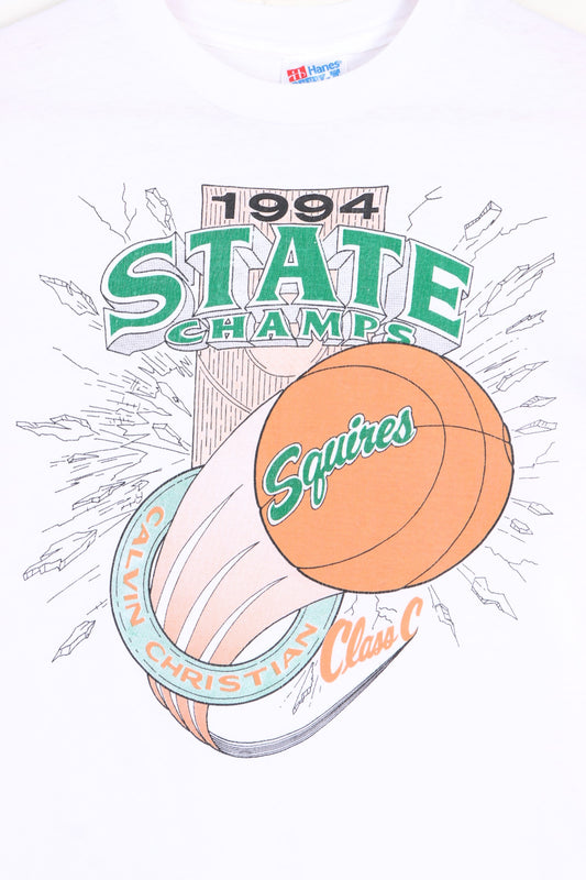 Calvin Christian Squires 1994 Basketball Champions Single Stitch Tee USA Made (M) - Vintage Sole Melbourne