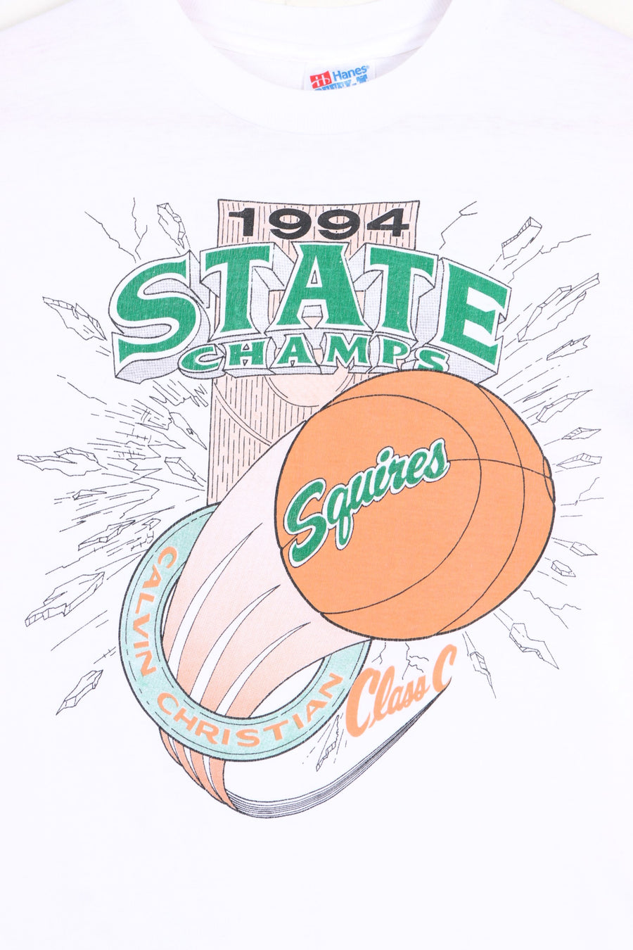 Calvin Christian Squires 1994 Basketball Champions Single Stitch Tee USA Made (M)