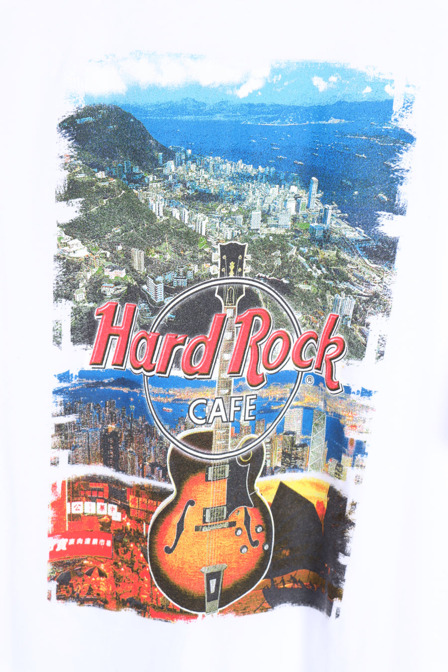 HARD ROCK CAFE Hong Kong 'The Peak' Colourful Front & Back Tee (L) - Vintage Sole Melbourne