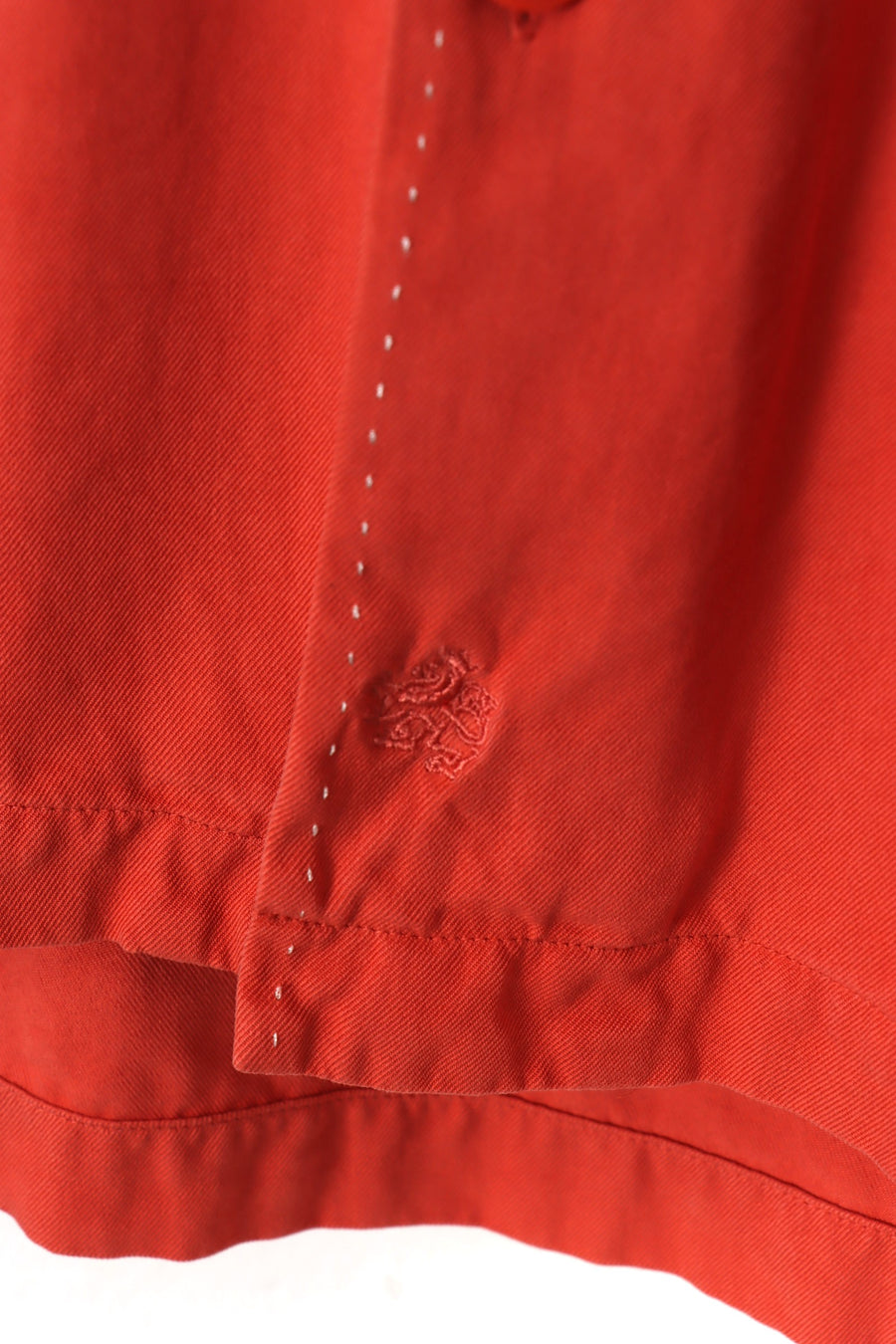 NAT NAST Deep Salmon Silk Button Up Stitch Detail Short Sleeve Shirt (L-XL) - Vintage Sole Melbourne