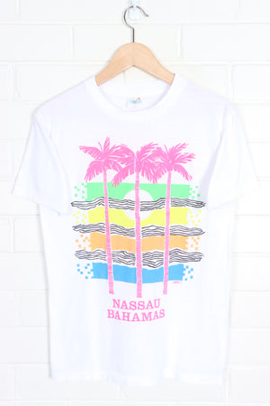 Nassau Bahamas Fluro Palm Tree Single Stitch Tee USA Made (S)