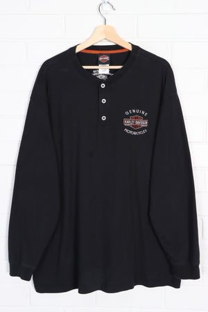 HARLEY DAVIDSON Embroidered Logo Long Sleeve Henley T-Shirt (3XL)