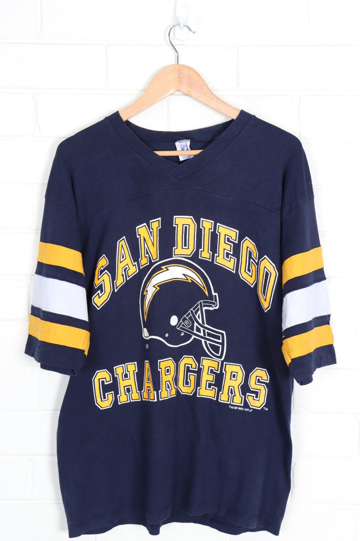 1993 Vintage San Diego Chargers NFL Football V-Neck Tee (XL)