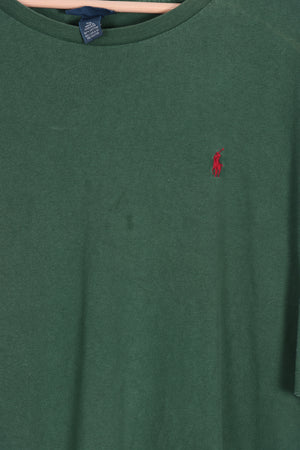 RALPH LAUREN Green & Red Embroidered Logo Single Stitch Tee (XXL) - Vintage Sole Melbourne