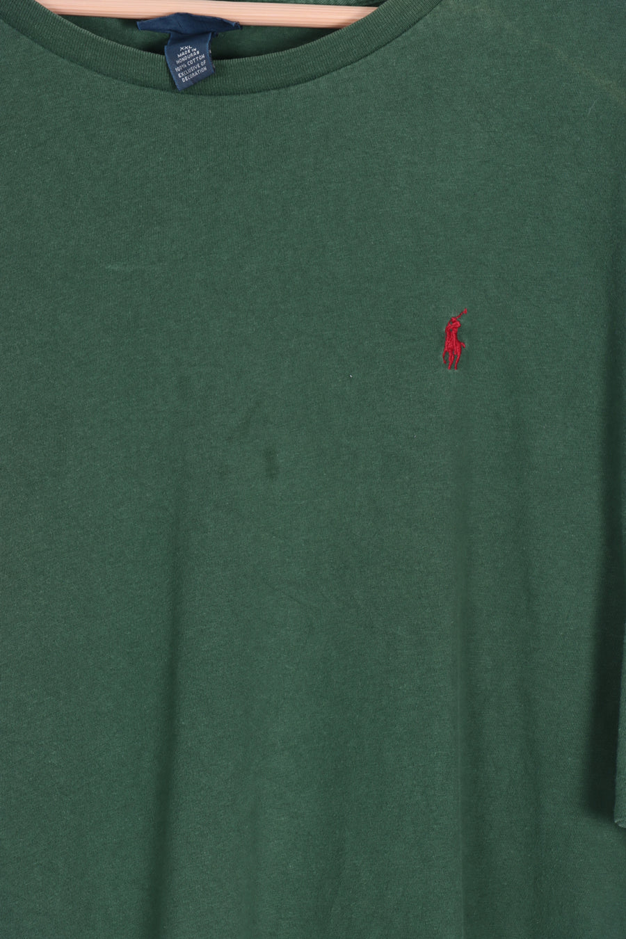 RALPH LAUREN Green & Red Embroidered Logo Single Stitch Tee (XXL)