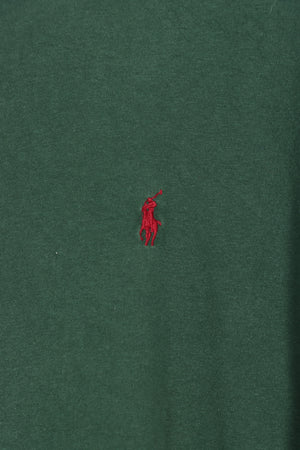 RALPH LAUREN Green & Red Embroidered Logo Single Stitch Tee (XXL) - Vintage Sole Melbourne