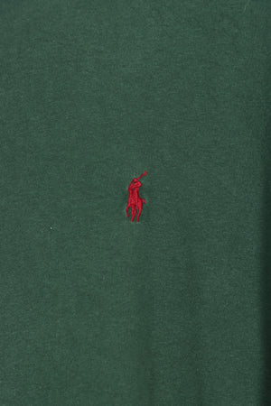RALPH LAUREN Green & Red Embroidered Logo Single Stitch Tee (XXL)