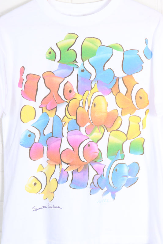 1993 Vintage Rainbow Clown Fish Santa Barbra Single Stitch Tee (M) - Vintage Sole Melbourne