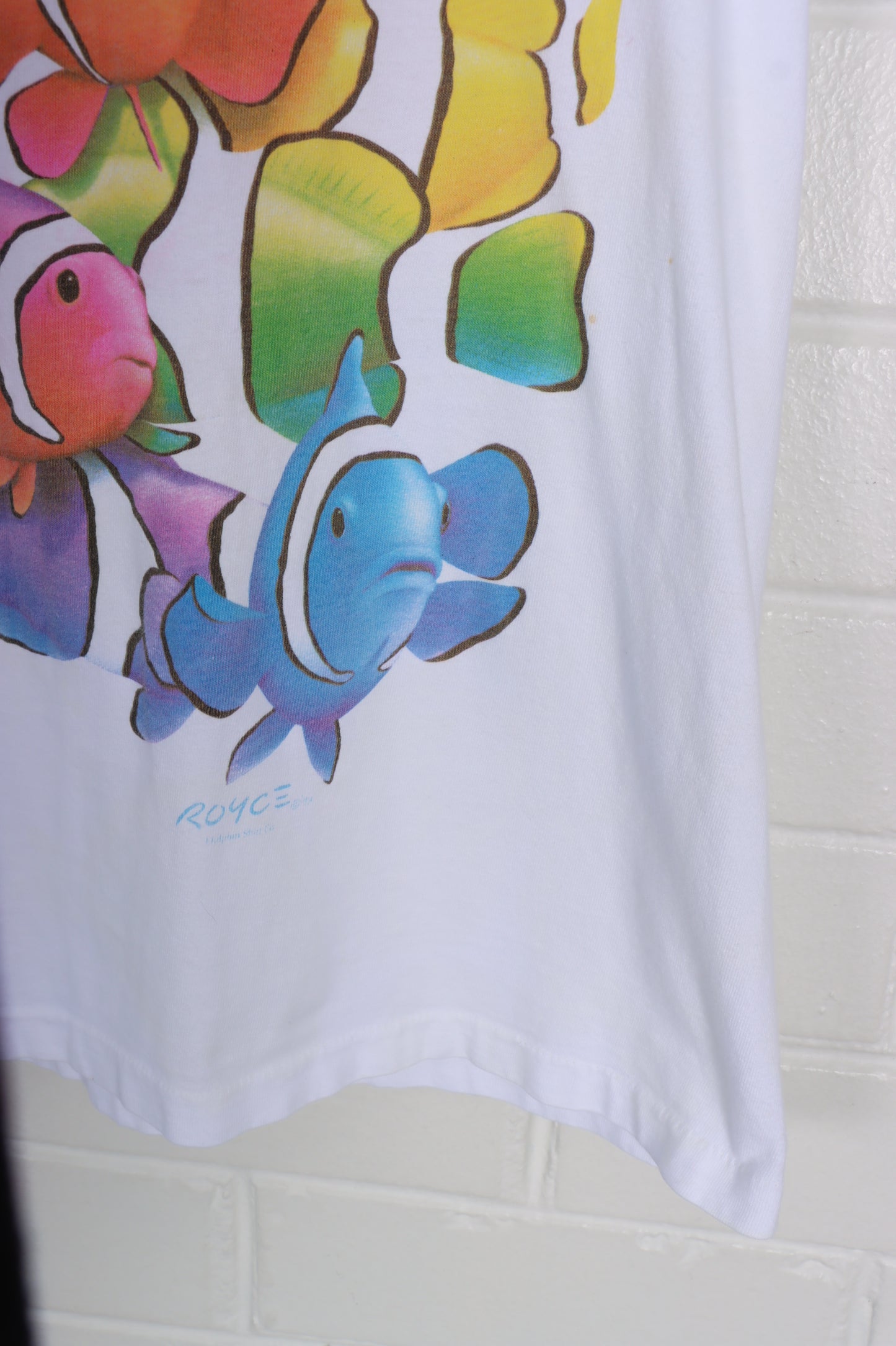 1993 Vintage Rainbow Clown Fish Santa Barbra Single Stitch Tee (M) - Vintage Sole Melbourne